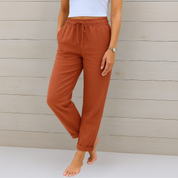 Nadine – Pantalon en Lin Respirant avec Taille Élastique et Confort Stretch