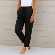 Nadine – Pantalon en Lin Respirant avec Taille Élastique et Confort Stretch