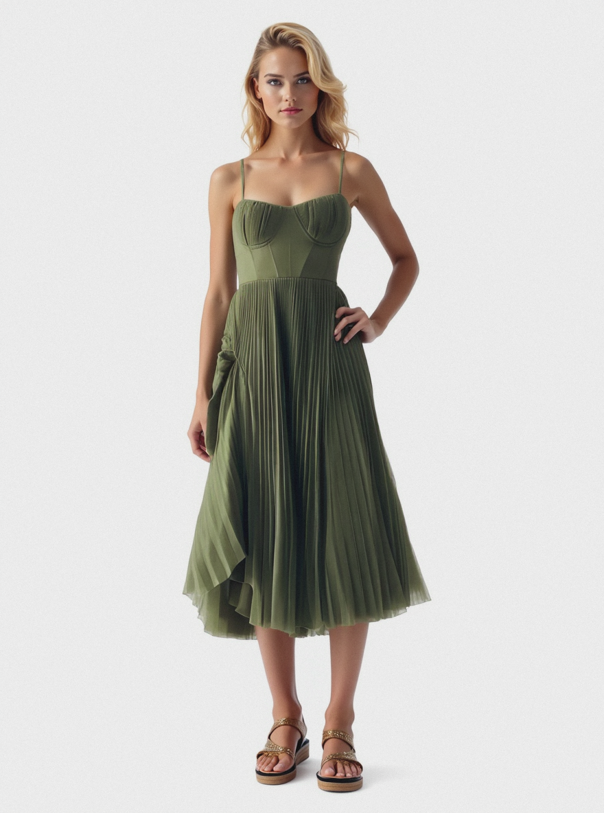 Claire – Robe plissée en tulle avec drapé asymétrique