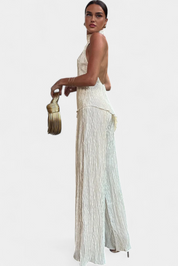 Axelle | Ensemble élégant haut plissé et pantalon fluide