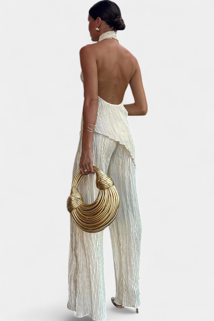 Axelle | Ensemble élégant haut plissé et pantalon fluide