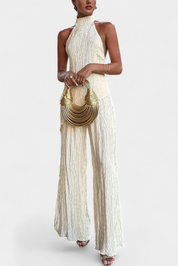 Axelle | Ensemble élégant haut plissé et pantalon fluide