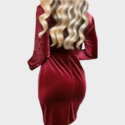 Chantal - Robe de Soirée Drapée à Paillettes