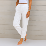 Nadine – Pantalon en Lin Respirant avec Taille Élastique et Confort Stretch