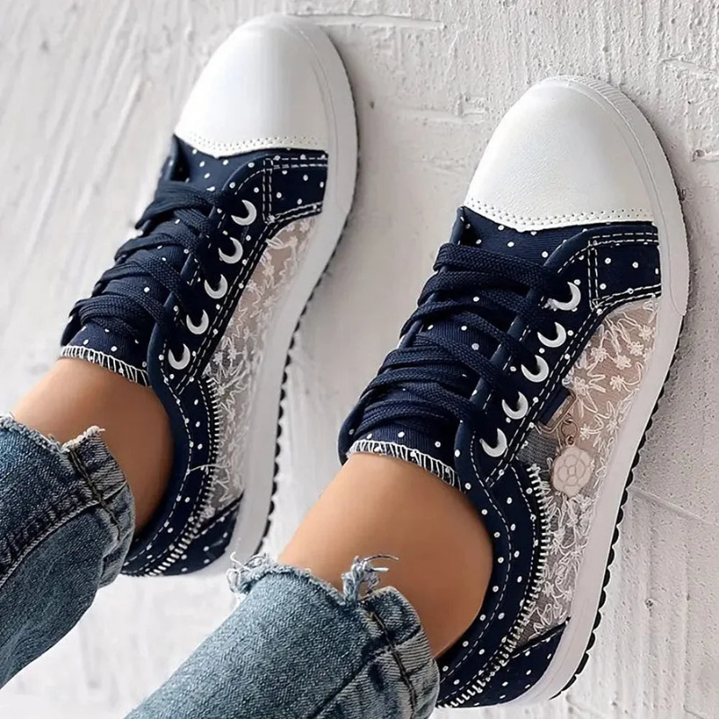Élodie – Baskets Confort à Dentelle Florale