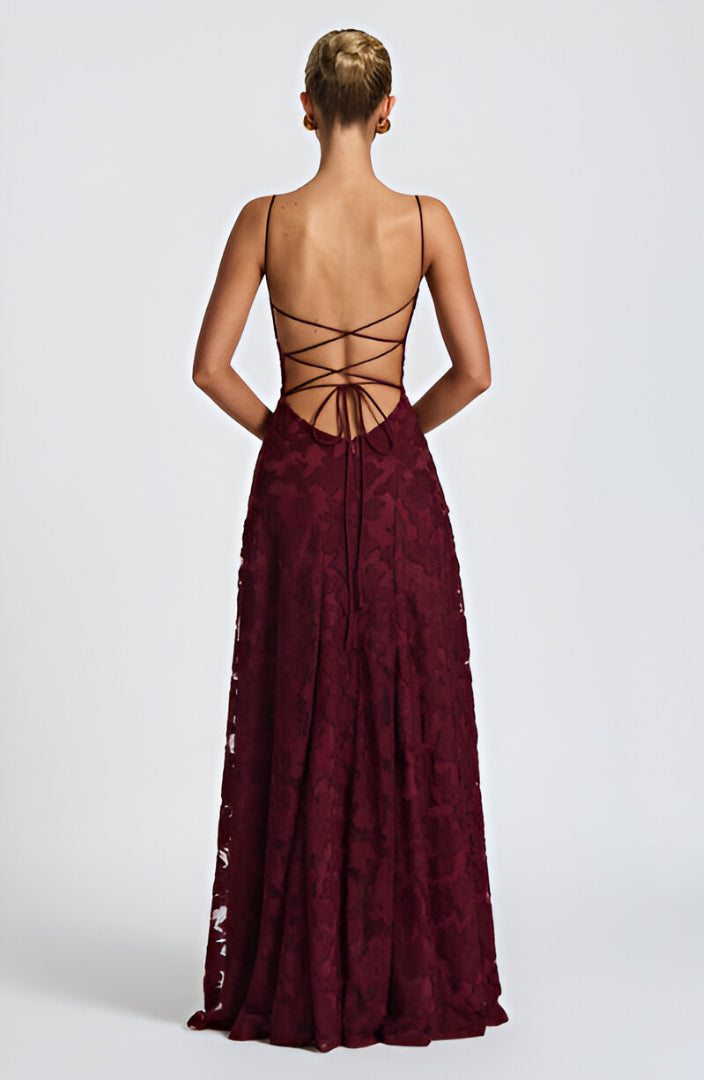 Diana – Robe longue avec corsage en dentelle