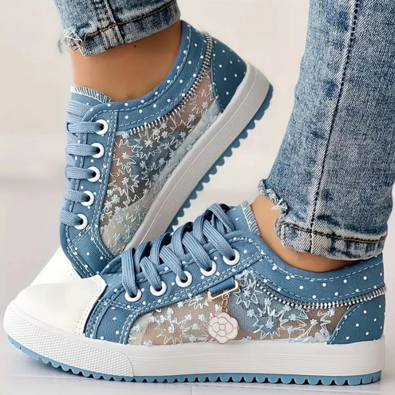 Élodie – Baskets Confort à Dentelle Florale
