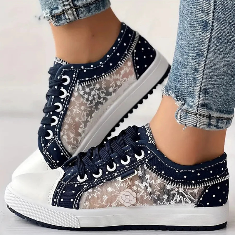 Élodie – Baskets Confort à Dentelle Florale
