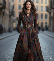 Juliette — Robe-chemise maxi élégante à carreaux