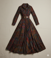 Juliette — Robe-chemise maxi élégante à carreaux