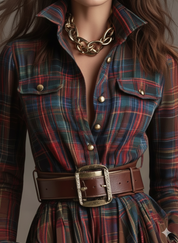 Juliette — Robe-chemise maxi élégante à carreaux