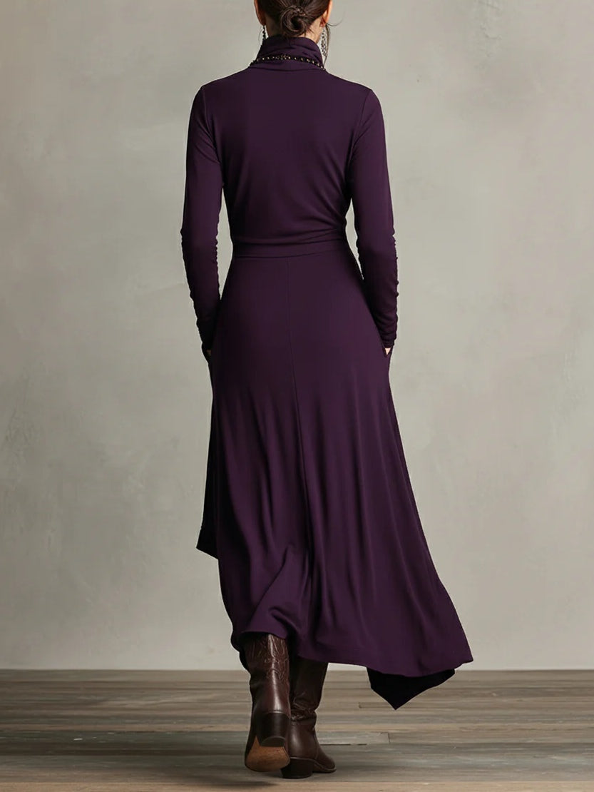 Camille – Robe longue asymétrique violette