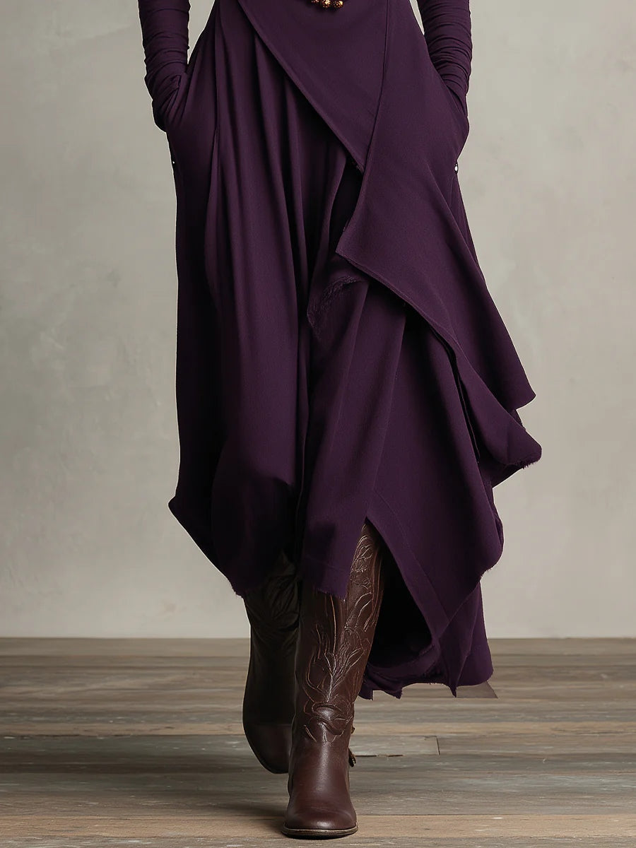 Camille – Robe longue asymétrique violette