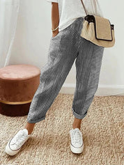 Océane – Pantalon Rayé Élégant et Confortable