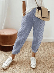 Océane – Pantalon Rayé Élégant et Confortable