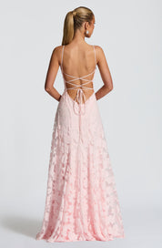 Diana – Robe longue avec corsage en dentelle