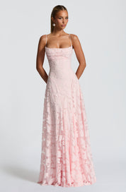 Diana – Robe longue avec corsage en dentelle
