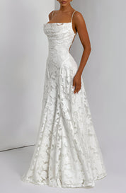 Diana – Robe longue avec corsage en dentelle
