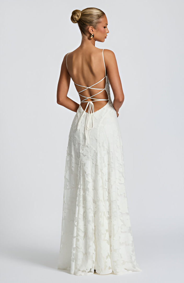 Diana – Robe longue avec corsage en dentelle