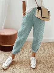 Océane – Pantalon Rayé Élégant et Confortable