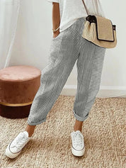 Océane – Pantalon Rayé Élégant et Confortable