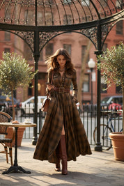 Juliette — Robe-chemise maxi élégante à carreaux