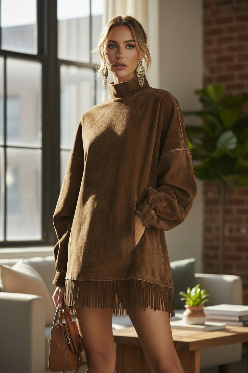 Chantal – Robe élégante à fines franges