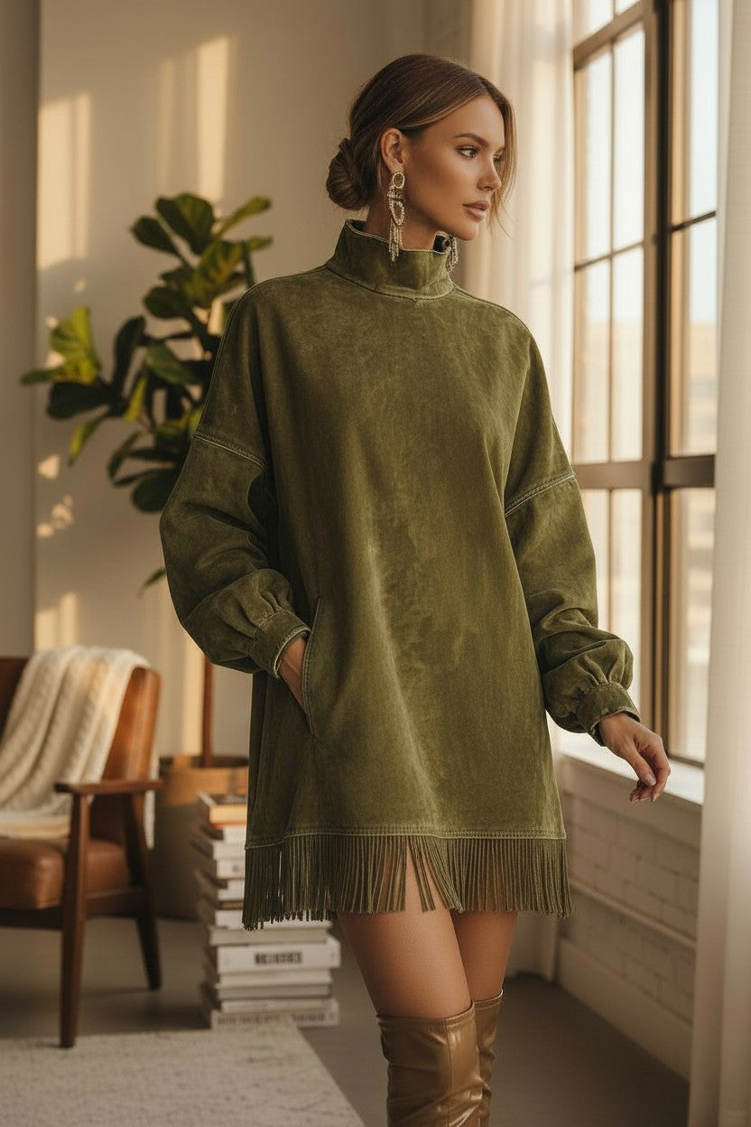 Chantal – Robe élégante à fines franges