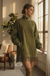 Chantal – Robe élégante à fines franges