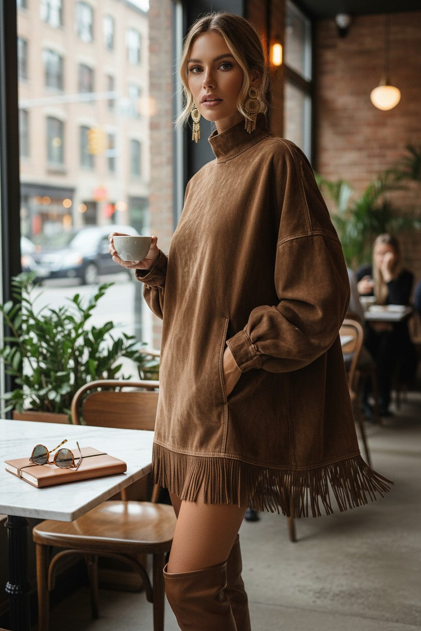 Chantal – Robe élégante à fines franges