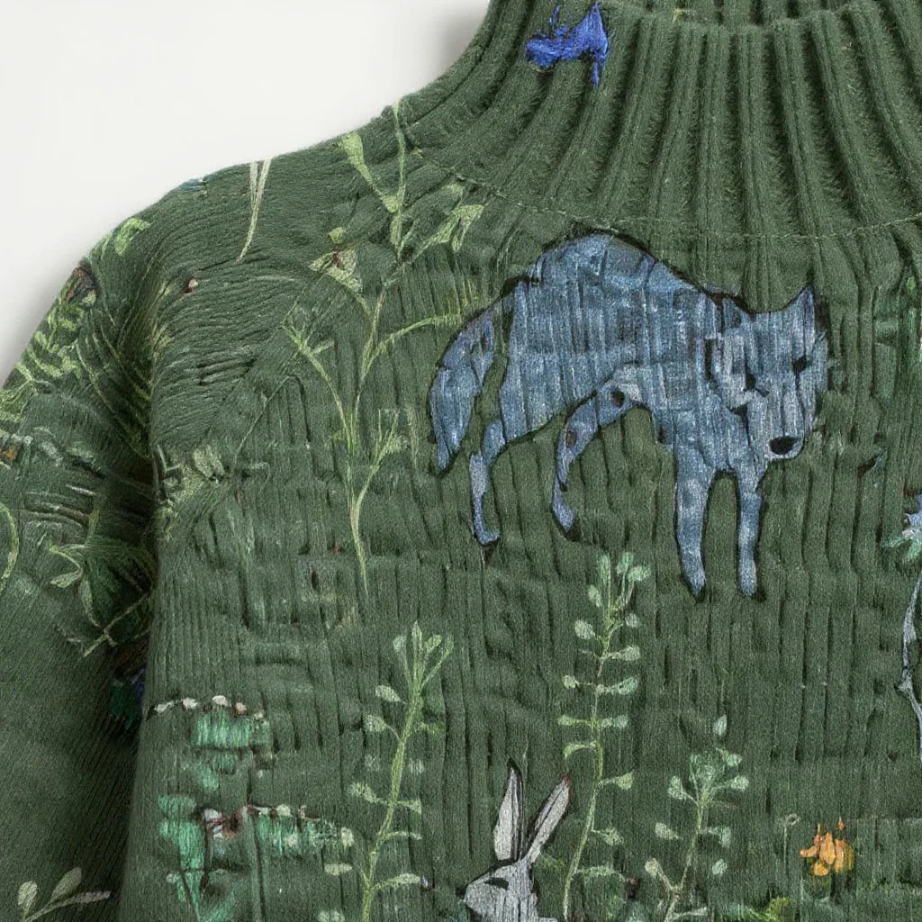 Rosalie – Tricot douillet avec motif inspiré de la forêt